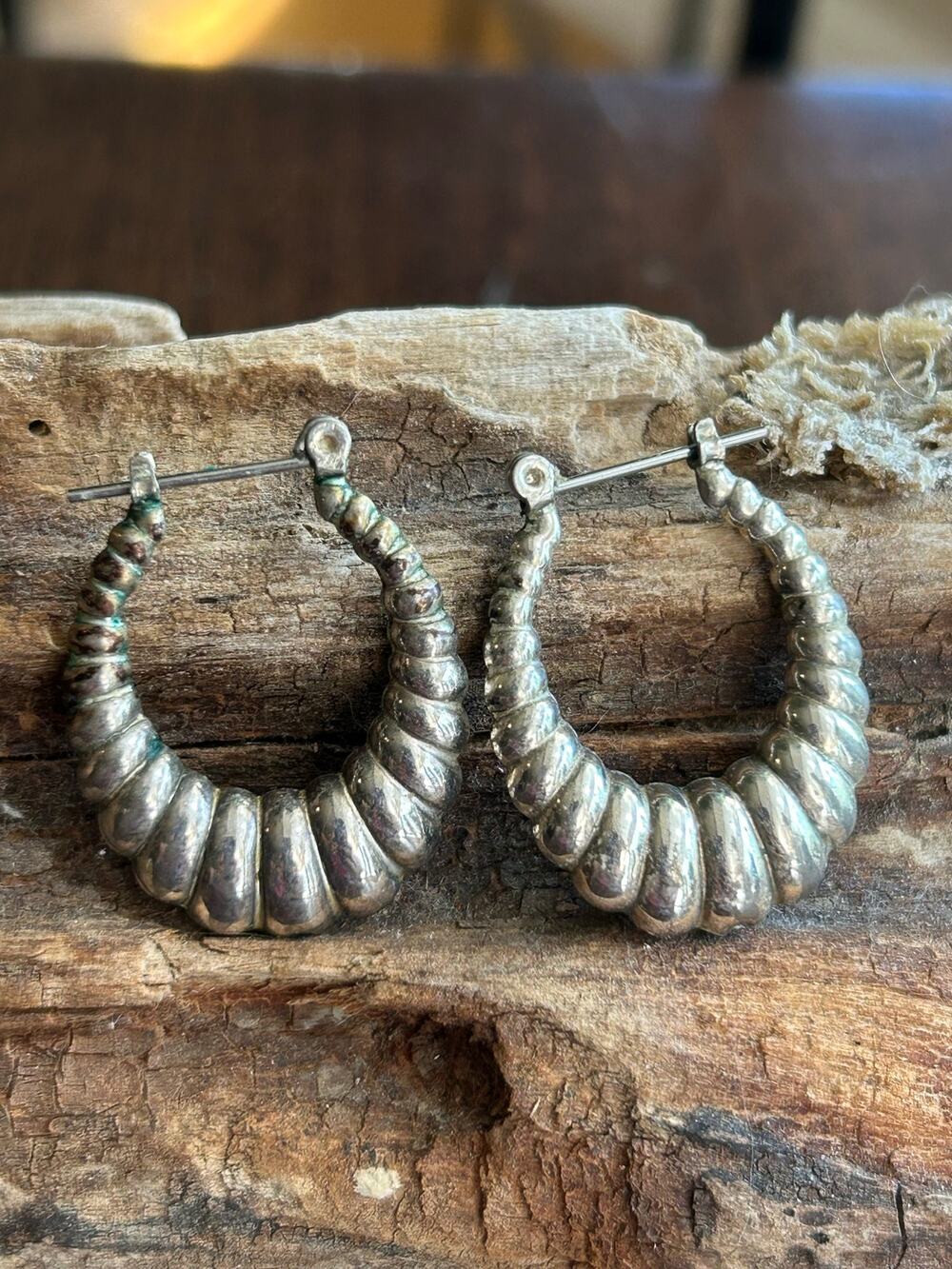 Vintage Silver tone hoop earrings